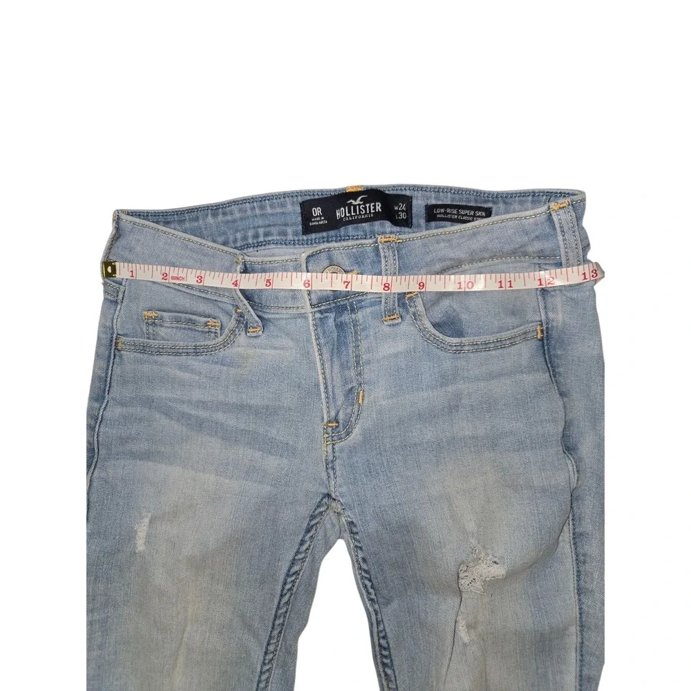 Hollister Low-Rise Super Skinny Distressed Light Wash Jeans W24 L30 0R